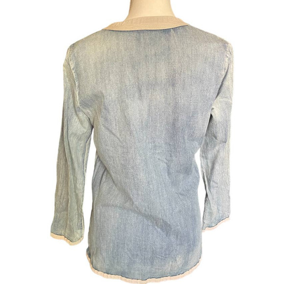 J. Crew Womens Denim Soutache Embroidered V-Neck Tunic Top Size 2 Blue - Picture 3 of 9